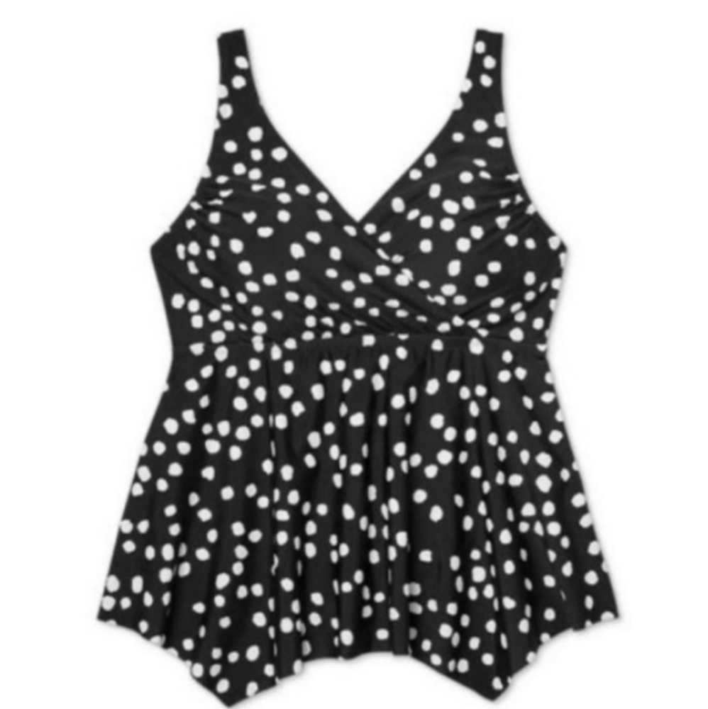 Kona Sol polka dot shark bite tankini top 14W